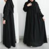 ByMeldev Flower 3D Dress & Pearl Abaya Gamis Lebaran Hitam Putih