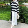 1be3d84d-5b19-434d-8292-e01bb1a4ee73.jpg ByMeldev Big Stripes Knit Top Cardigan