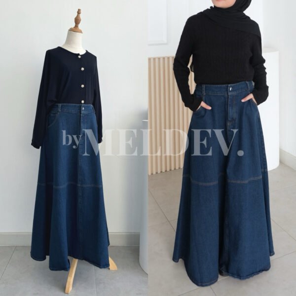 20644104-1c34-4421-ae08-18baf8394c5b.jpg ByMeldev A-Line Denim Skirt Rok Denim Premium