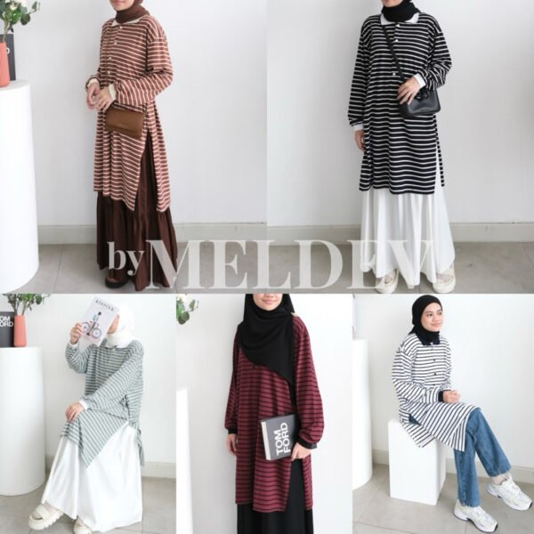 210f795f-f3f9-442d-a25d-6e5de1990df5.jpg ByMeldev Button Stripes Polo Tunik Salur