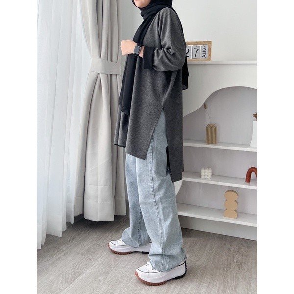 220912e2-1004-4e0a-9032-58734c9651c3.jpg Bymeldev Long Slit Oversized Knit Top Nonbusui Busui upto BB 100kg+