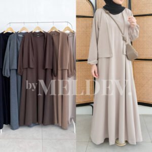 ByMeldev Terry Cardi Dress Set Setelan Cardigan Dress Busui Nonbusui