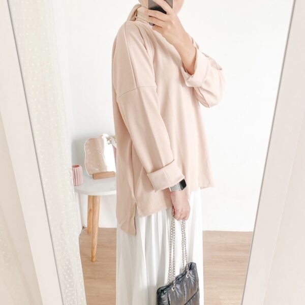 Oversize Knit Top High Neck Atasan Jumbo