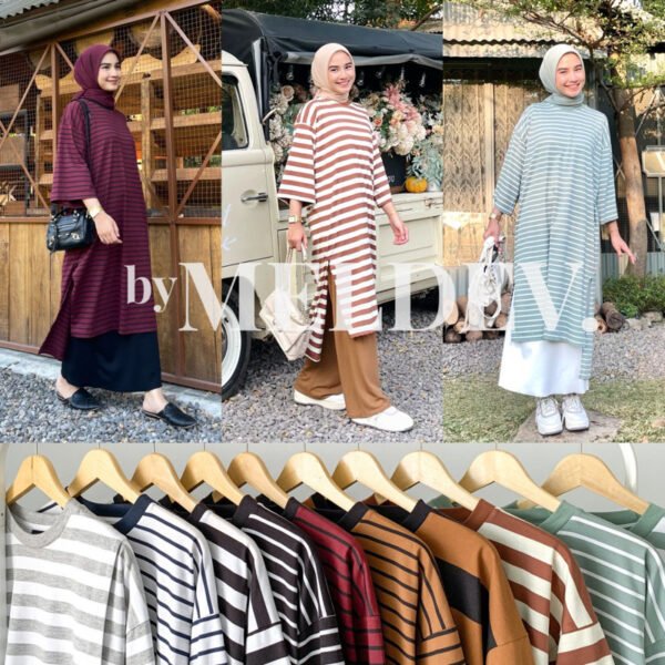Bymeldev Basic Oversized Stripes Tunik Busui Nonbusui