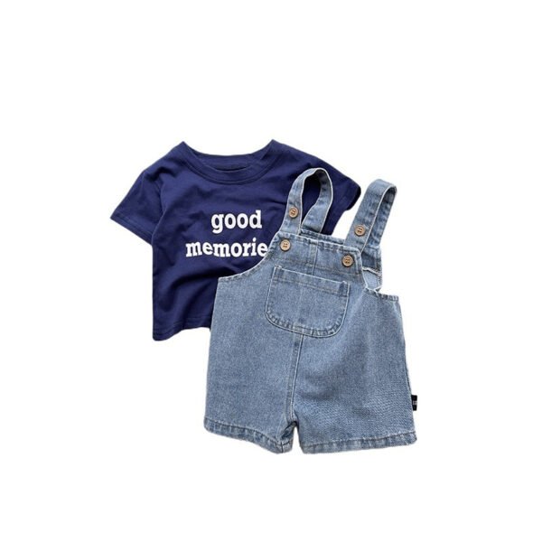 [6-24bln] LittleMeldev Tees Denim Overall Unisex Set