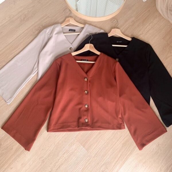 639bf95f-e7be-4f63-9ea2-9f306c1b98e7.jpg Kaila Basic Top Atasan Blouse Polos Kancing Tortoise