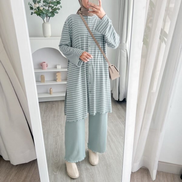 ByMeldev Tunik Stripes Set Setelan Celana