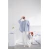 Basic Oversized Stripes Shirt Kemeja Salur Batwing