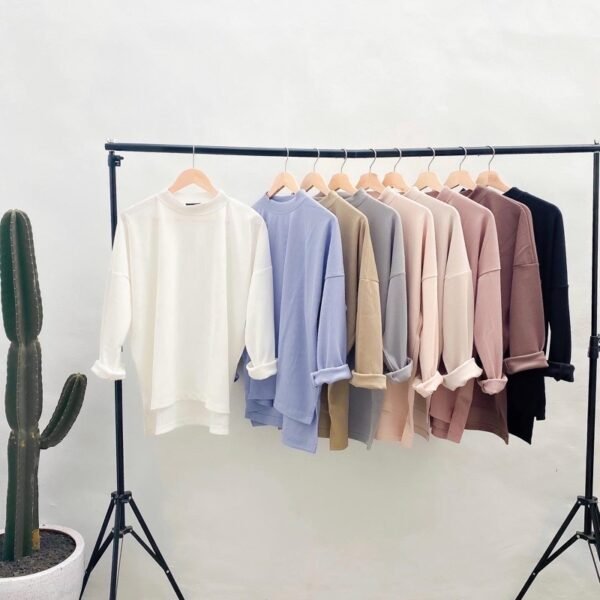 Oversize Knit Top High Neck Atasan Jumbo