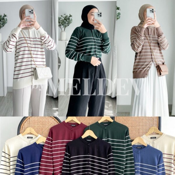 ByMeldev Cotton Stripes Cardigan Katun LD 110