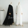 ByMeldev Flower 3D Dress & Pearl Abaya Gamis Lebaran Hitam Putih