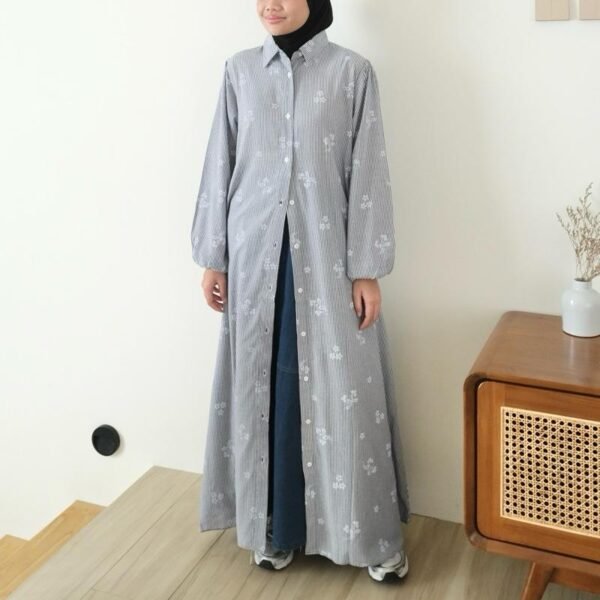 IMG_3486 ByMeldev Floral Stripes Cotton Dress Gamis Katun Salur