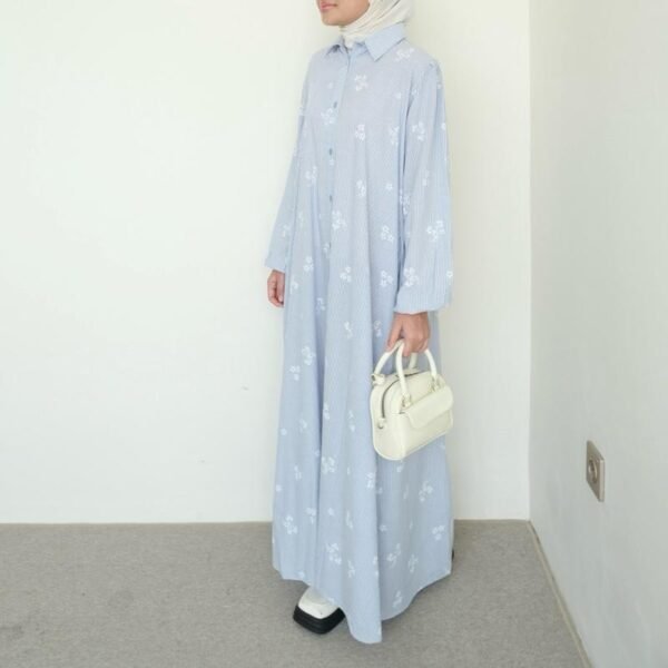 IMG_3488 ByMeldev Floral Stripes Cotton Dress Gamis Katun Salur