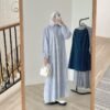 IMG_3490 ByMeldev Floral Stripes Cotton Dress Gamis Katun Salur