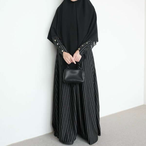 be0f7464-82b7-4466-ac90-93c62708b9b3.jpg ByMeldev Stripes Knit Button Dress Gamis Salur Kancing Syar’i