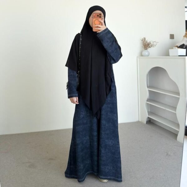IMG_3860 ByMeldev Denim Knit Oversize Abaya Dress