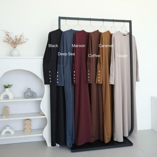 01a00534fc727dc7910bbfd4b91fba30.jpeg ByMeldev Kala Stripes Button Maxi Dress Abaya Salur Muslim Umroh Busui Nonbusui Jumbo