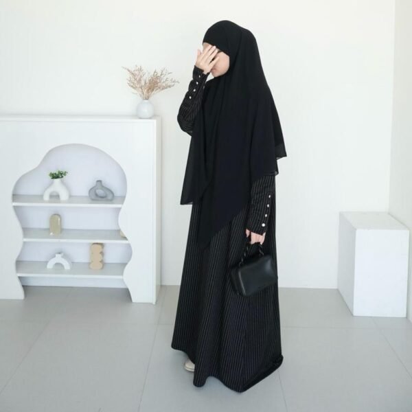 01a00534ffc27af9b19808ea346cc306.jpeg ByMeldev Kala Stripes Button Maxi Dress Abaya Salur Muslim Umroh Busui Nonbusui Jumbo