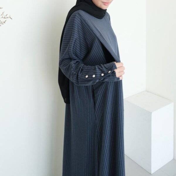 01a005350162764d87134e6b7b29f857.jpeg ByMeldev Kala Stripes Button Maxi Dress Abaya Salur Muslim Umroh Busui Nonbusui Jumbo