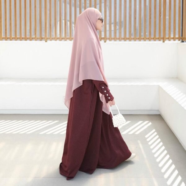 IMG_4362 ByMeldev Kala Stripes Button Maxi Dress Abaya Salur Muslim Umroh Busui Nonbusui Jumbo