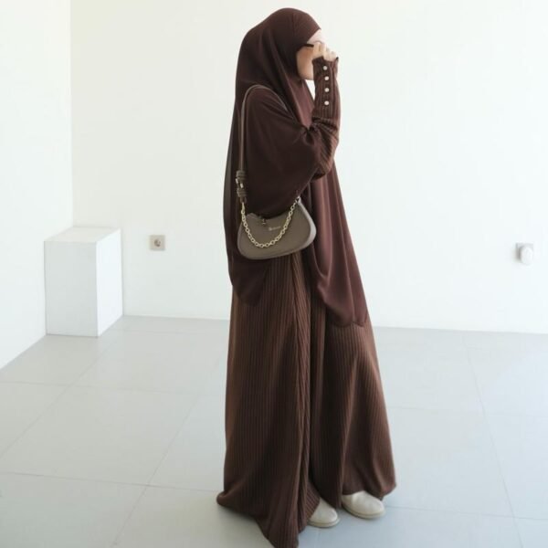 IMG_4364 ByMeldev Kala Stripes Button Maxi Dress Abaya Salur Muslim Umroh Busui Nonbusui Jumbo